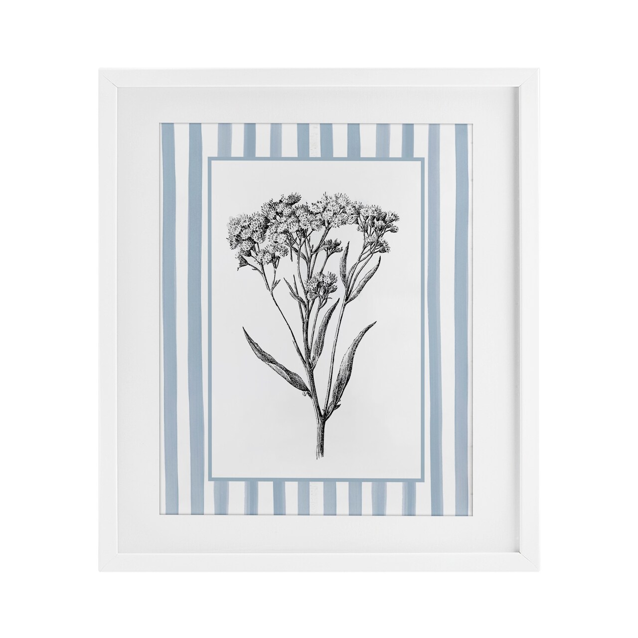 Stupell Industries Vintage Herbs Blue Striped Border Framed Print Under Glass, design by Lettered and Lined